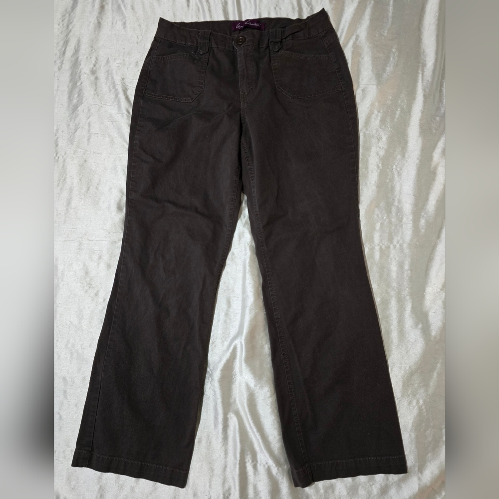 Gloria Vanderbilt Brown Cotton Blend Bootcut Casual Chino Pants